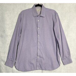 TED BAKER Men Endurance Long Sleeve Flip Cuff Shirt Sz XL Purple Work 91-8